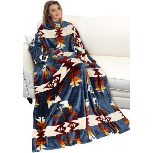 imageCatalonia Cat ampamp Dog Print Wearable Snuggle Blanket with Sleeves Soft Warm Cozy Fleece Long Throw with Pocket Perfect for Sleeping ampamp TV Time Christmas Gift Ideas for Women and MenSouthwest Blue