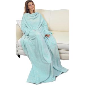 imageCatalonia Cat ampamp Dog Print Wearable Snuggle Blanket with Sleeves Soft Warm Cozy Fleece Long Throw with Pocket Perfect for Sleeping ampamp TV Time Christmas Gift Ideas for Women and MenAqua