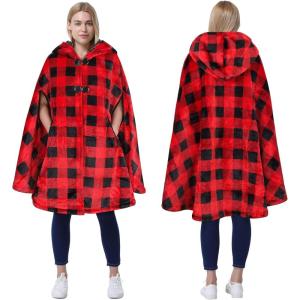 imageCatalonia Womens Poncho Cape Oversized Sherpa Fleece Cloak Coat Snuggly Hooded Wearable Blanket Gift Idea for Women MomChecker
