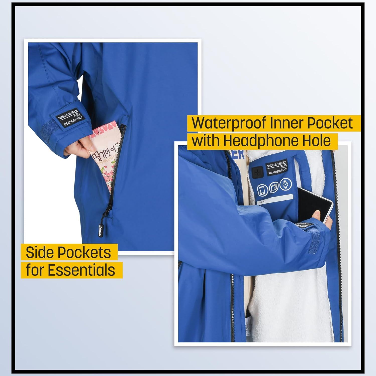 imageCatalonia Kids Waterproof Swim Parka with Hood Windproof Fleece Swim Jacket Warm Winter Swim Coat Perfect for Beach PoolBlue