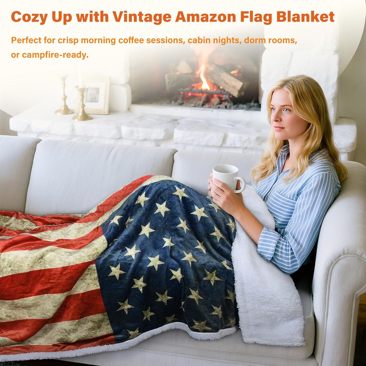 imageCatalonia Vintage American Flag Blanket  Soft ampamp Cozy USA Patriotic Throw for 4th of July Independence Day Memorial Day Veterans for Men Women US Citizenship Ceremonies