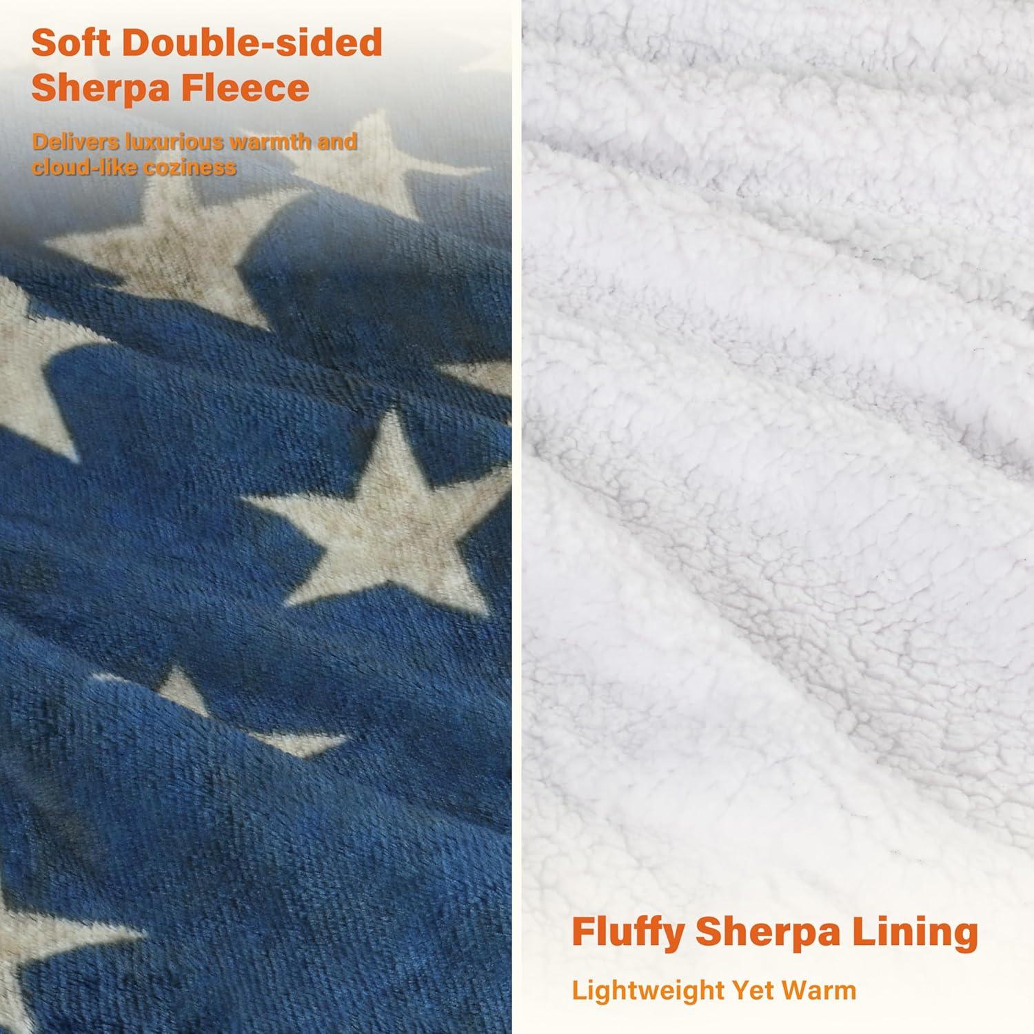 imageCatalonia Vintage American Flag Blanket  Soft ampamp Cozy USA Patriotic Throw for 4th of July Independence Day Memorial Day Veterans for Men Women US Citizenship Ceremonies