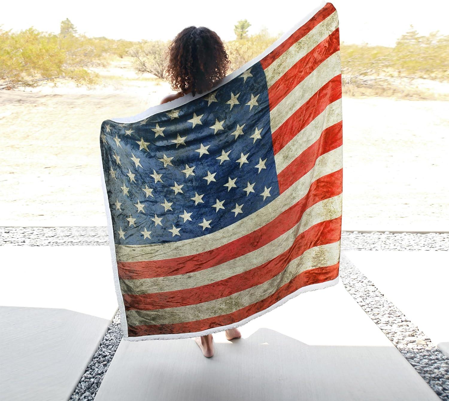 imageCatalonia Vintage American Flag Blanket  Soft ampamp Cozy USA Patriotic Throw for 4th of July Independence Day Memorial Day Veterans for Men Women US Citizenship Ceremonies