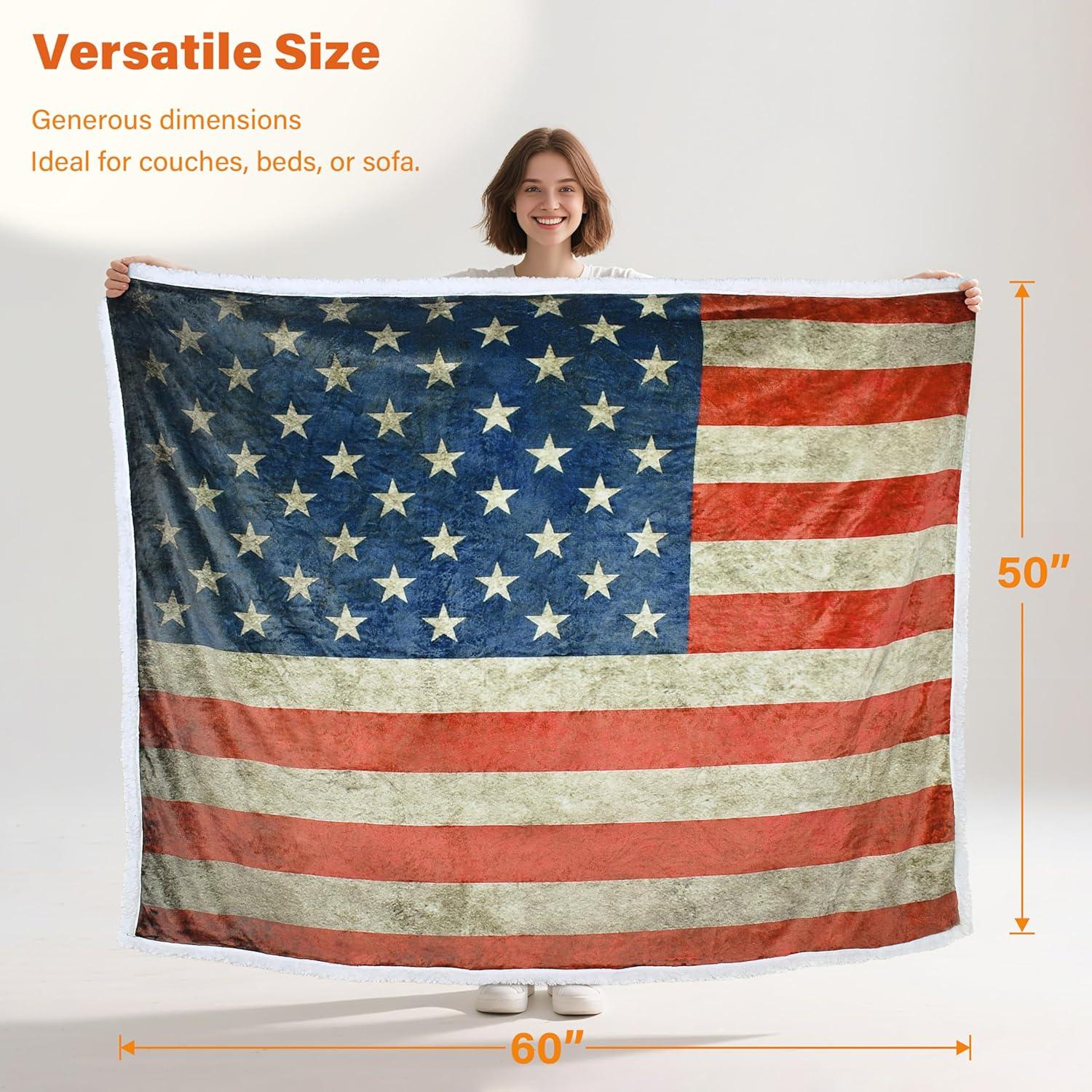 imageCatalonia Vintage American Flag Blanket  Soft ampamp Cozy USA Patriotic Throw for 4th of July Independence Day Memorial Day Veterans for Men Women US Citizenship Ceremonies