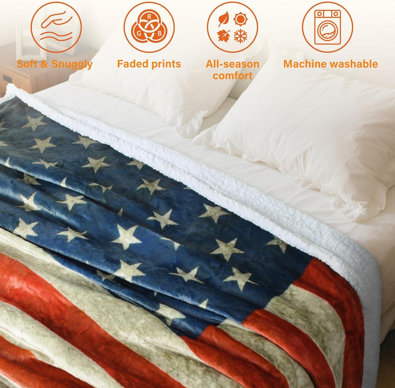 imageCatalonia Vintage American Flag Blanket  Soft ampamp Cozy USA Patriotic Throw for 4th of July Independence Day Memorial Day Veterans for Men Women US Citizenship Ceremonies