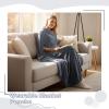 imageCatalonia Fleece Wearable Blanket Poncho for Adult Women Men Travel Wrap Blanket Cape with Pocket Warm Soft Cozy Snuggly Comfort Gift No SleevesAll Season GreyGrey