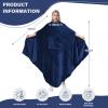 imageCatalonia Fleece Wearable Blanket Poncho for Adult Women Men Travel Wrap Blanket Cape with Pocket Warm Soft Cozy Snuggly Comfort Gift No SleevesAll Season GreyNavy