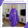 imageCatalonia Fleece Wearable Blanket Poncho for Adult Women Men Travel Wrap Blanket Cape with Pocket Warm Soft Cozy Snuggly Comfort Gift No SleevesAll Season GreyPurple