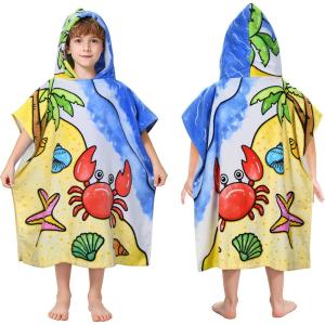 imageCatalonia Crab Kids Hooded Poncho Towel  100 Cotton Absorbent Changing Robe for Beach Pool ampamp Bath  Cute Gifts for Toddlers Boys Girls
