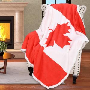 imageCatalonia Sherpa Fleece BlanketCanada National Flag Maple Leaf Print Patriotic Plush Super Soft Warm Reversible Polar Throws for Couch Bed 60 x 50Canada Flag