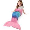 imageCatalonia Kids Mermaid Tail Blanket Super Soft Plush Flannel Sleeping Snuggle Blanket for Girls Rainbow Ombre Birthday Gift for Daughter