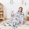 imageCatalonia Wearable Blanket Hoodie for Kids  Oversized Warm Cozy Hooded Blanket  Sweatshirt Blanket with Pocket ampamp SleevesGirlpanda Gray