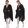 imageCatalonia Womens Poncho Cape Sherpa Cloak Coat Snuggly Hooded Wearable Blanket Gift Idea for Mom and Teen GirlsBlack