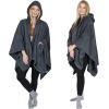 imageCatalonia Womens Poncho Cape Sherpa Cloak Coat Snuggly Hooded Wearable Blanket Gift Idea for Mom and Teen GirlsCharcoal Grey