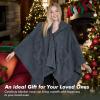imageCatalonia Womens Poncho Cape Sherpa Cloak Coat Snuggly Hooded Wearable Blanket Gift Idea for Mom and Teen GirlsCharcoal Grey