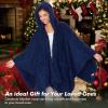 imageCatalonia Womens Poncho Cape Sherpa Cloak Coat Snuggly Hooded Wearable Blanket Gift Idea for Mom and Teen GirlsNavy Bark