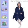 imageCatalonia Womens Poncho Cape Sherpa Cloak Coat Snuggly Hooded Wearable Blanket Gift Idea for Mom and Teen GirlsNavy Bark
