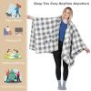 imageCatalonia Womens Poncho Cape Sherpa Cloak Coat Snuggly Hooded Wearable Blanket Gift Idea for Mom and Teen GirlsPlaid Blue