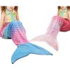 imageKids Mermaid Tail BlanketSuper Soft Plush Flannel Sleeping Snuggle Blanket for GirlsRainbow OmbreFish Scale PatternGift IdeaPack of 2