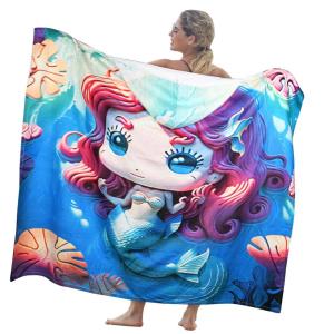 imageCatalonia Beach Towel With Hood Microfiber Hooded Swim Poncho SandFree for Kids and AdultsMermaid