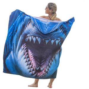 imageCatalonia Beach Towel With Hood Microfiber Hooded Swim Poncho SandFree for Kids and AdultsShark