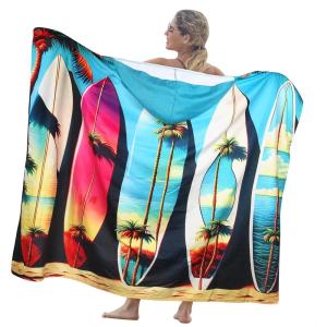 imageCatalonia Beach Towel With Hood Microfiber Hooded Swim Poncho SandFree for Kids and AdultsSurfboard