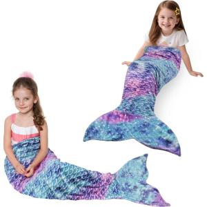 imageCatalonia Kids Mermaid Tail Blanket Super Soft Plush Flannel Sleeping Snuggle Blanket for Girls Galaxy Fish Scale Pattern Gift Idea