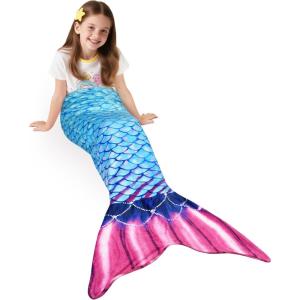 imageCatalonia Ultra Soft Mermaid Tail Blanket for Kids Fish Tail Snuggly Blanket Cozy Fleece Mermaid Gift for Girls ToddlersDeep Sea Pearl