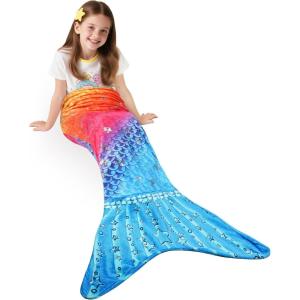 imageCatalonia Ultra Soft Mermaid Tail Blanket for Kids Fish Tail Snuggly Blanket Cozy Fleece Mermaid Gift for Girls ToddlersRainbow Sparkling Stars