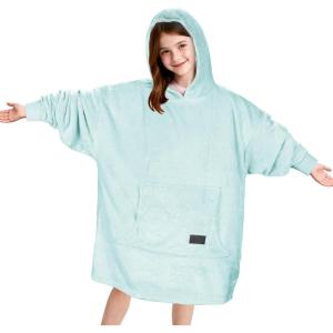 imageCatalonia Wearable Blanket Hoodie for Kids  Oversized Warm Cozy Hooded Blanket  Sweatshirt Blanket with Pocket ampamp SleevesAqua