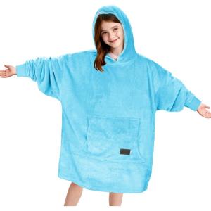 imageCatalonia Wearable Blanket Hoodie for Kids  Oversized Warm Cozy Hooded Blanket  Sweatshirt Blanket with Pocket ampamp SleevesBlue