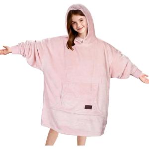 imageCatalonia Wearable Blanket Hoodie for Kids  Oversized Warm Cozy Hooded Blanket  Sweatshirt Blanket with Pocket ampamp SleevesPink