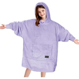 imageCatalonia Wearable Blanket Hoodie for Kids  Oversized Warm Cozy Hooded Blanket  Sweatshirt Blanket with Pocket ampamp SleevesPurple