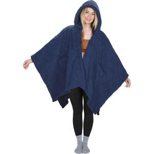 imageCatalonia Womens Poncho Cape Sherpa Cloak Coat Snuggly Hooded Wearable Blanket Gift Idea for Mom and Teen GirlsNavy Bark