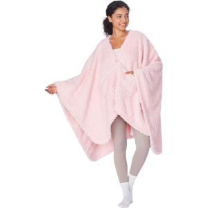 imageCatalonia Womens Poncho Cape Sherpa Cloak Coat Snuggly Hooded Wearable Blanket Gift Idea for Mom and Teen GirlsPink