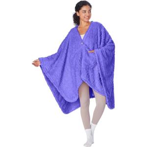 imageCatalonia Womens Poncho Cape Sherpa Cloak Coat Snuggly Hooded Wearable Blanket Gift Idea for Mom and Teen GirlsPurple