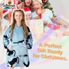 imageCatalonia Galaxy Blanket Hoodie for Kids Oversized Fleece Blanket Sweatshirt Warm Cozy Wearable Hooded Pullover for Boys ampamp GirlsWondercat Grey