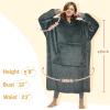 imageCatalonia Oversized Blanket Hoodie Sweatshirt Fleece Pullover with Large Front Pocket for Adults Men WomenDark Grayankle Length