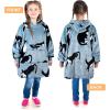 imageCatalonia Oversized Blanket Hoodie for Kids Wearable Fleece Sweatshirt Pullover with Large Front Pocket 412 Years Boy GirlWondercat Grey