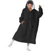 imageCatalonia Oversized Blanket Hoodie Sweatshirt Fleece Pullover with Large Front Pocket for Adults Men WomenBlack