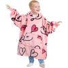 imageCatalonia Oversized Blanket Hoodie for Kids Wearable Fleece Sweatshirt Pullover with Large Front Pocket 412 Years Boy GirlLove Art Pink