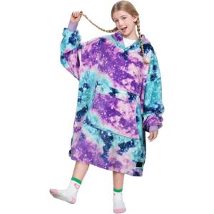 imageCatalonia Galaxy Blanket Hoodie for Kids Oversized Fleece Blanket Sweatshirt Warm Cozy Wearable Hooded Pullover for Boys ampamp GirlsGalaxy