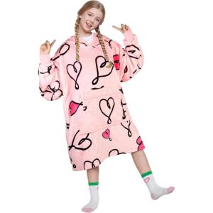 imageCatalonia Galaxy Blanket Hoodie for Kids Oversized Fleece Blanket Sweatshirt Warm Cozy Wearable Hooded Pullover for Boys ampamp GirlsLove Art