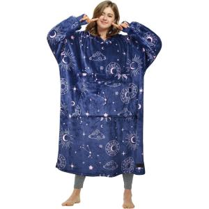 imageCatalonia Oversized Blanket Hoodie Sweatshirt Fleece Pullover with Large Front Pocket for Adults Men WomenAstrology Navyankle Length