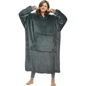 imageCatalonia Oversized Blanket Hoodie Sweatshirt Fleece Pullover with Large Front Pocket for Adults Men WomenDark Grayankle Length