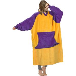 imageCatalonia Oversized Blanket Hoodie Sweatshirt Fleece Pullover with Large Front Pocket for Adults Men WomenPurple and Gold Sportsankle Length