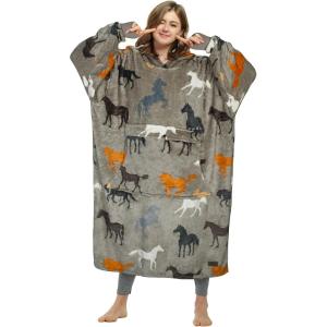 imageCatalonia Oversized Blanket Hoodie Sweatshirt Fleece Pullover with Large Front Pocket for Adults Men WomenTaup Horseankle Length
