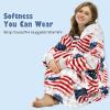 imageCatalonia Oversized Blanket Hoodie Sweatshirt Fleece Pullover with Large Front Pocket for Adults Men WomenAmerican Flag  Fleece