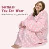 imageCatalonia Oversized Blanket Hoodie Sweatshirt Fleece Pullover with Large Front Pocket for Adults Men WomenPink Dot  Fleece