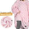 imageCatalonia Oversized Blanket Hoodie Sweatshirt Fleece Pullover with Large Front Pocket for Adults Men WomenPink Dot  Fleece